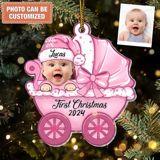 Personalized Baby's First Christmas Acrylic Ornament - Custom Gift For Baby - Upload Photo