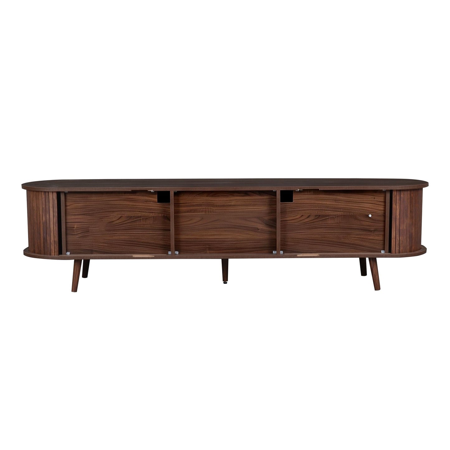 70" TV Stand With Tambour Doors And Fluted Drawers - Dark Brown