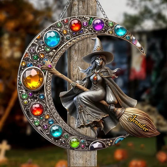 Custom Personalized Witch Metal Sign - Gift Idea For Halloween - Enter Witch's Name
