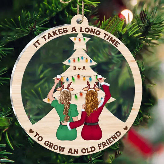 Personalized Friend Acrylic Ornament - Up to 6 People - Christmas Gift Idea For Friends/Sisters/Besties - It Takes A Long Time To Grow An Old Friend