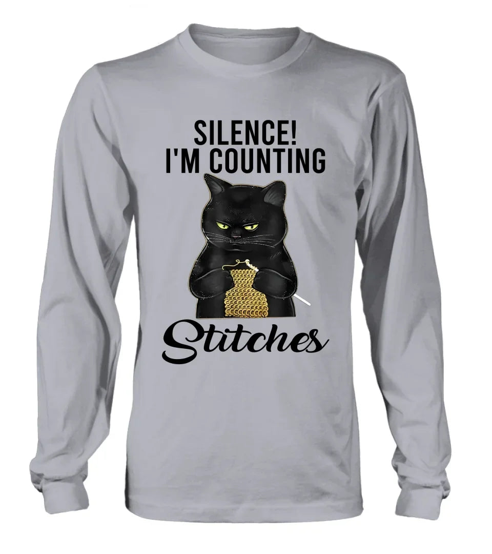 Personalized Cat T-shirt/Long Sleeve/Sweatshirt/Hoodie - Gift Idea For Knitting Lover - Silence I'm Counting Stitches