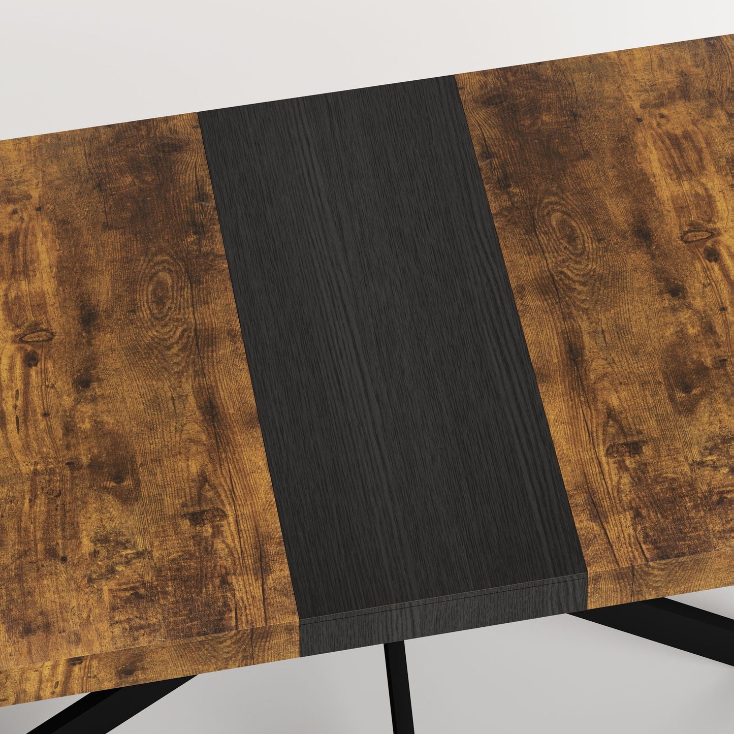 Retro Rectangular Stretch Dining Table With Embossed Center Plate
