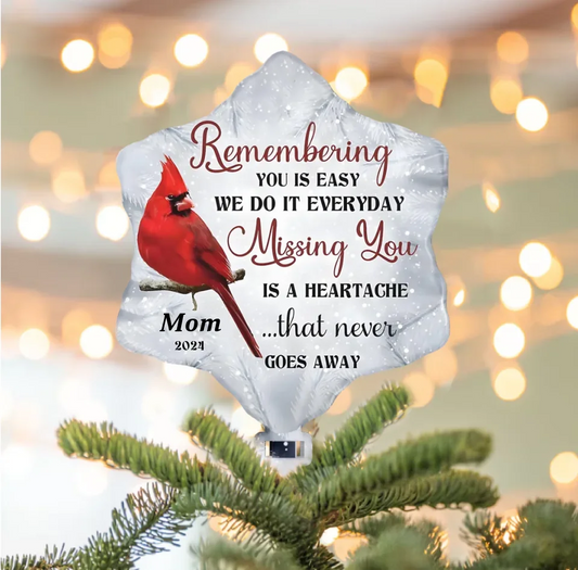 Personalized Memorial Tree Topper - Christmas Gift Idea For Family - Missing You Is The Heartache...