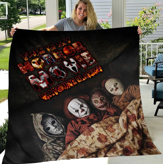 Personalized Halloween Quilt/Fleece Throw Blanket - Gift Idea For Halloween - This is My Horror Movie Watching Blanket