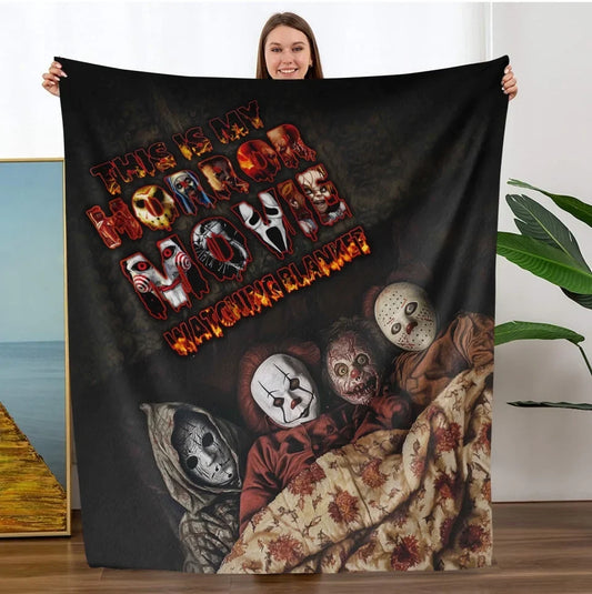Personalized Halloween Quilt/Fleece Throw Blanket - Gift Idea For Halloween - This is My Horror Movie Watching Blanket