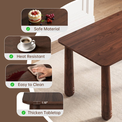 63" Solid Wood Dining Table Set with 4 Upholstered Chairs