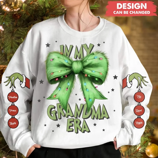 Personalized Grandma/Mama Grinch AOP Sweater - Up to 10 Kids - Christmas Gift Idea For Grandma/Mother - In My Grandma Era