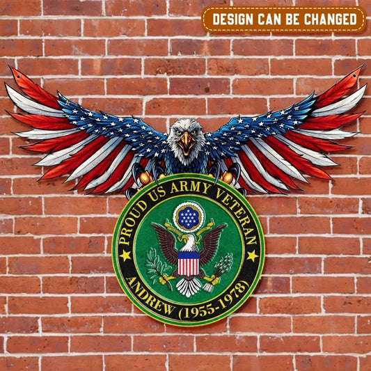 Custom Personalized Brave Eagle Metal Sign - Gift Idea For Veteran