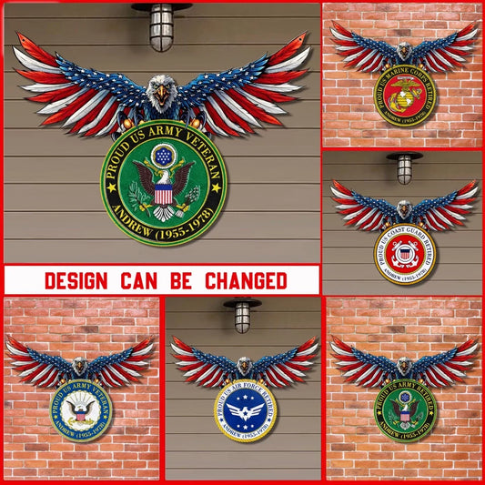 Custom Personalized Brave Eagle Metal Sign - Gift Idea For Veteran