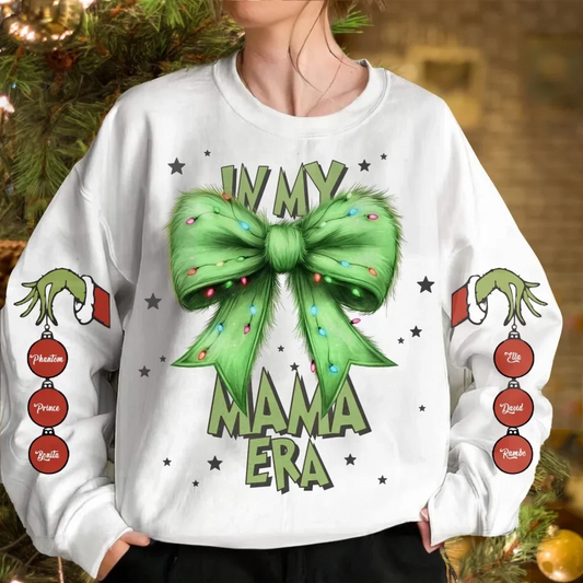 Personalized Grandma/Mama Grinch AOP Sweater - Up to 10 Kids - Christmas Gift Idea For Grandma/Mother - In My Grandma Era