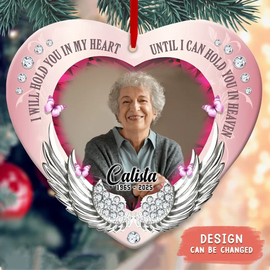 Personalized Memorial Acrylic Ornament - Upload Mom/Dad Photo - Memorial Gift Idea For Christmas - Your Heart Stopped But My Love For You Did Not