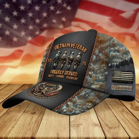 Personalized Vietnam Veteran Baseball Cap - Gift Idea For Veteran - Proudly Served Duty - Honor - Country