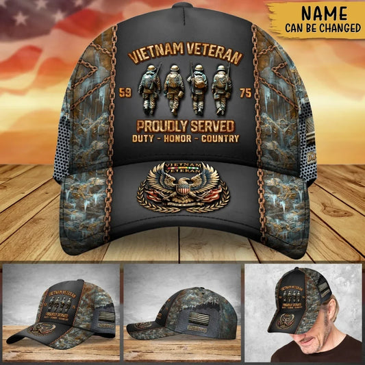 Personalized Vietnam Veteran Baseball Cap - Gift Idea For Veteran - Proudly Served Duty - Honor - Country