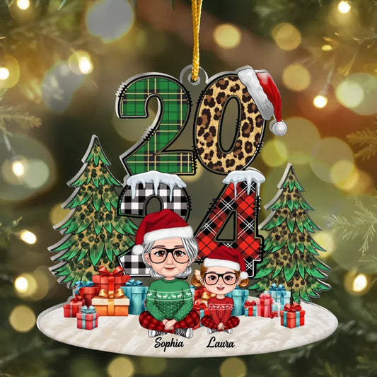 Personalized Grandma And Grandkids Acrylic Ornament - Up to 4 Kids - Christmas  Gift Idea For Grandma