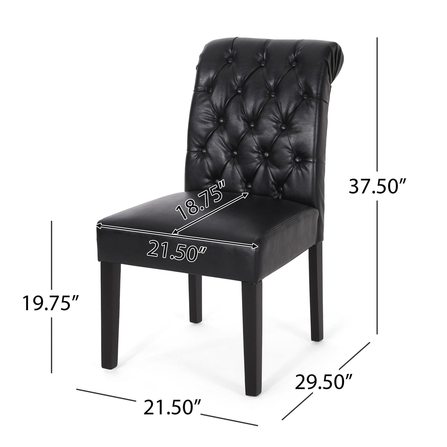 Broxton Tuft Dining Rolltop Chairs With Button Tufted Backrest (Set of 2)
