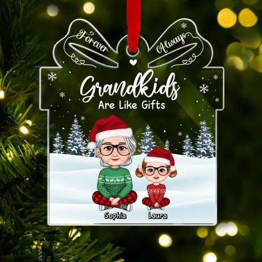 Personalized Grandma And Grandkids Acrylic Ornament - Up to 4 Kids - Christmas Gift Idea - Grandkids Are Like Gifts