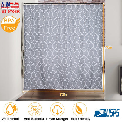 Shower Curtain Waterproof 70x70Ó Inches Bathroom Shower Drape Liner Print Polyester Fabric Bathroom Curtain w/ 12 Hooks for Bathtub Shower Stall