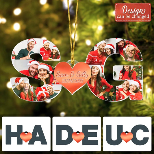 Personalized Couple Acrylic Ornament - Alphabet Heart Couple Photo - Gift Idea For Couple/Christmas