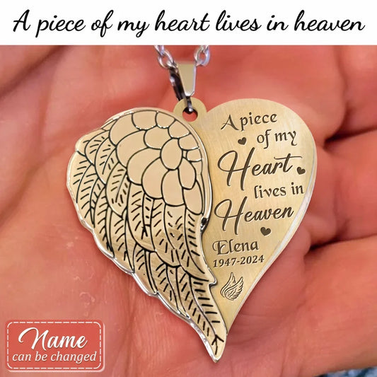 Personalized Memorial Heart Aluminum Ornament - Memorial Gift Idea For Christmas - A Piece Of My Heart Lives In Heaven