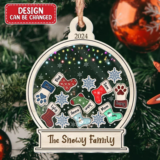 Personalized Family 3 Layered Shaker Ornament -  Christmas Gift For Family - Up to 8 Members