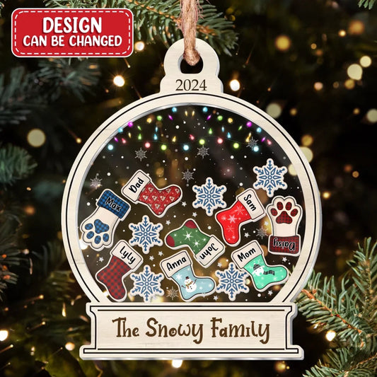 Personalized Family 3 Layered Shaker Ornament -  Christmas Gift For Family - Up to 8 Members