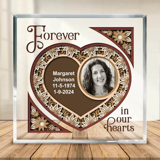 Personalized Memorial Acrylic Plaque - Memorial Gift Idea - Forever In Our Hearts