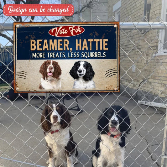 Personalized Vote For Pet Metal Sign - Up to 5 Dogs/Cats - Gift Idea For Pet Lover - Make Pets Save Again