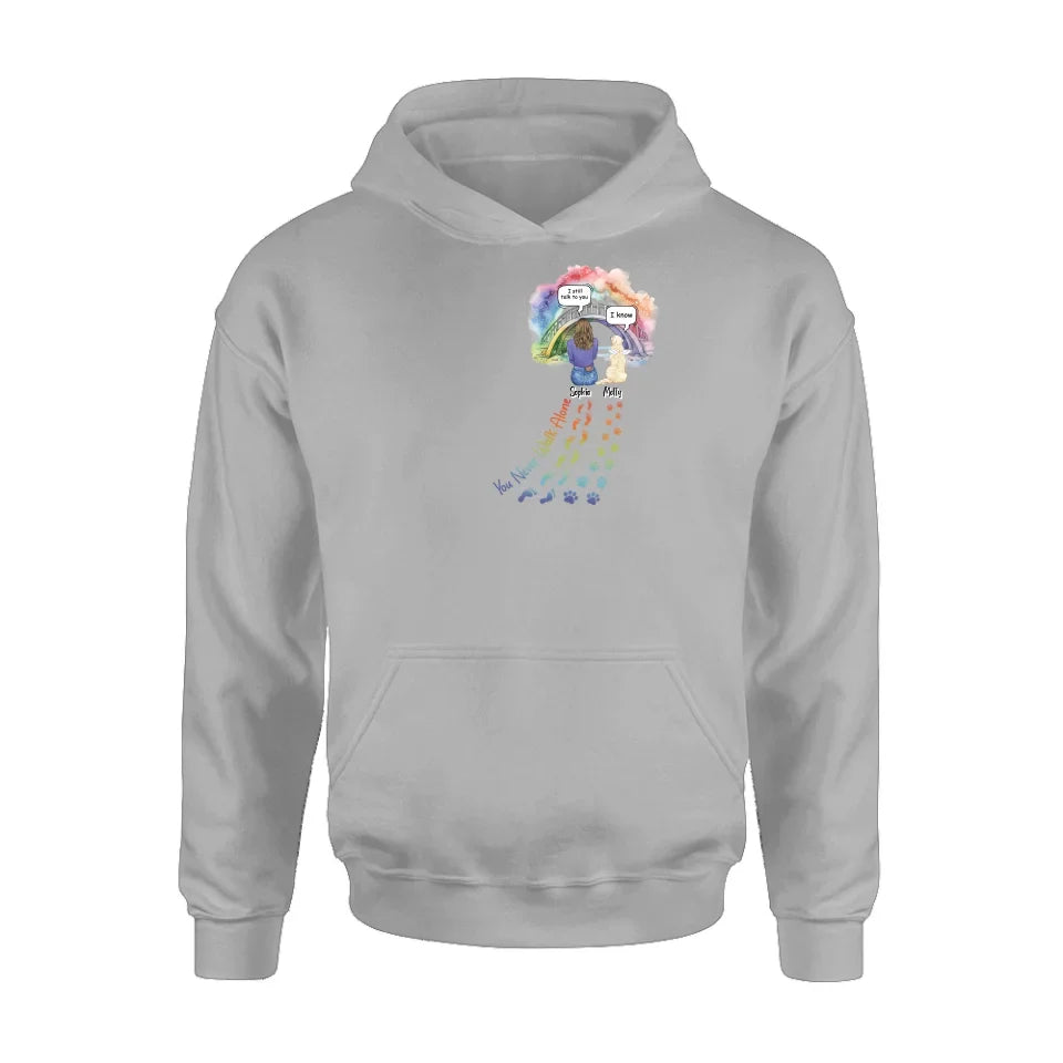 Personalized Rainbow Bridge T-shirt/Long Sleeve/Sweatshirt/Hoodie - Up to 4 Pets -Memorial  Gift Idea For Dog/Cat/Rabbit Lover - You Never Walk Alone