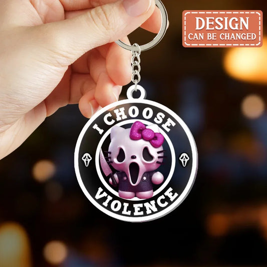 Personalized I Choose Violence Acrylic Keychain - Halloween Gift Idea