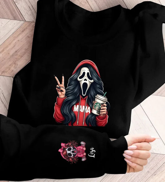 Personalized Mama Horror AOP Sweater - Up to 6 Kids - Halloween Gift Idea For Mother