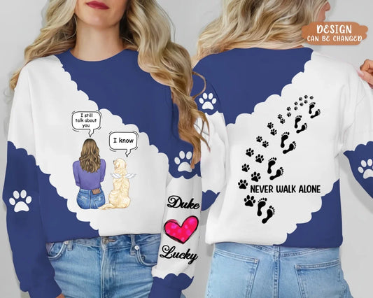 Personalized Memorial Pet AOP Sweater - Memorial Gift Idea For Dog/Cat Lover - Never Walk Alone