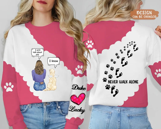 Personalized Memorial Pet AOP Sweater - Memorial Gift Idea For Dog/Cat Lover - Never Walk Alone