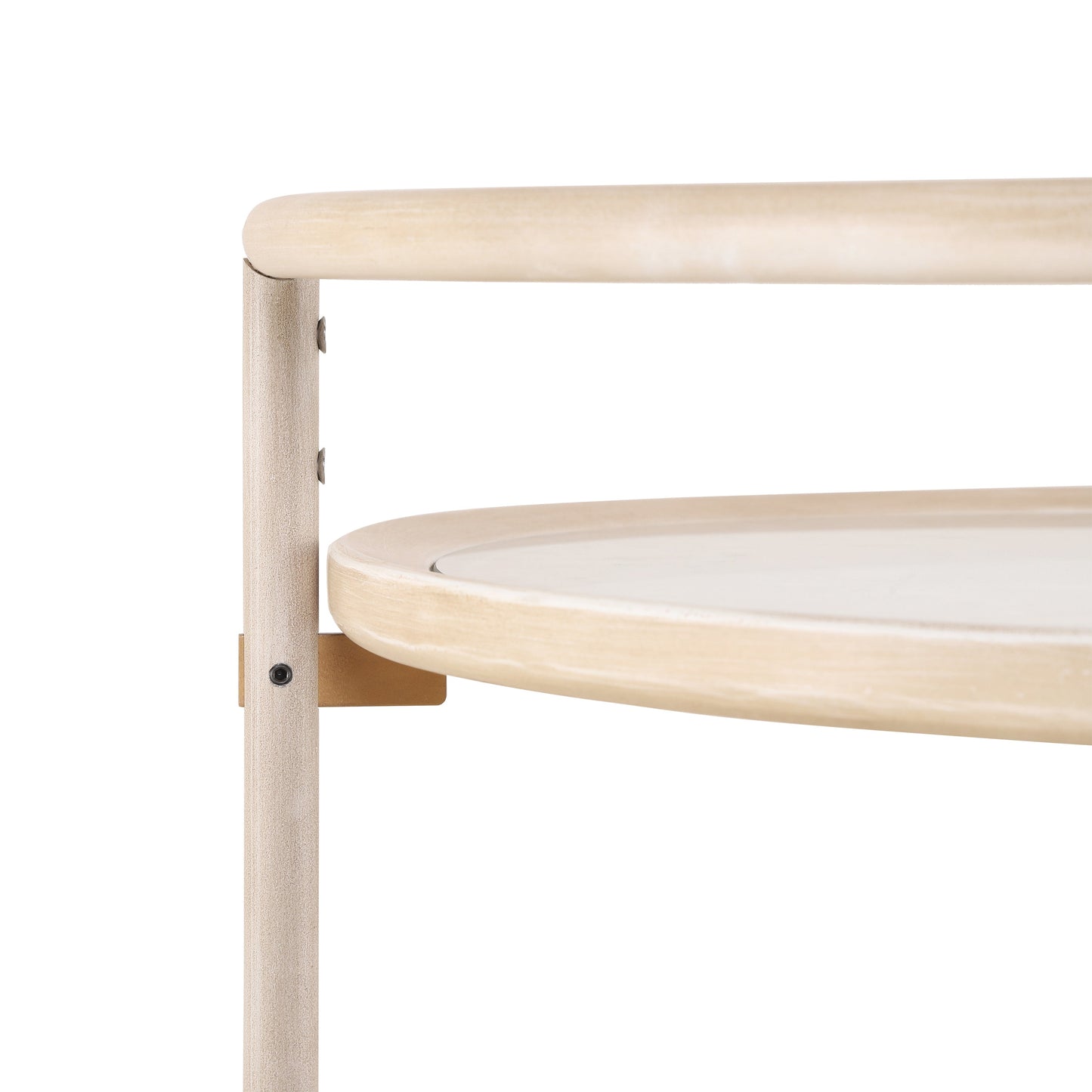 Round Bar Cart with Tempered Glass Shelves and Gold Accents