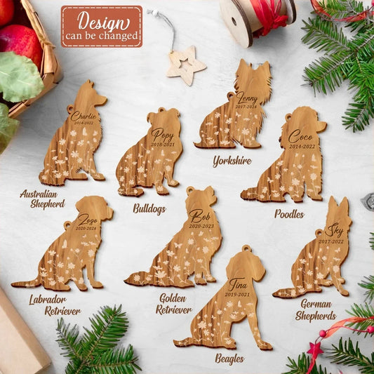 Personalized Dog Wooden Ornament - Memorial Gift Idea For Dog Owner/Christmas