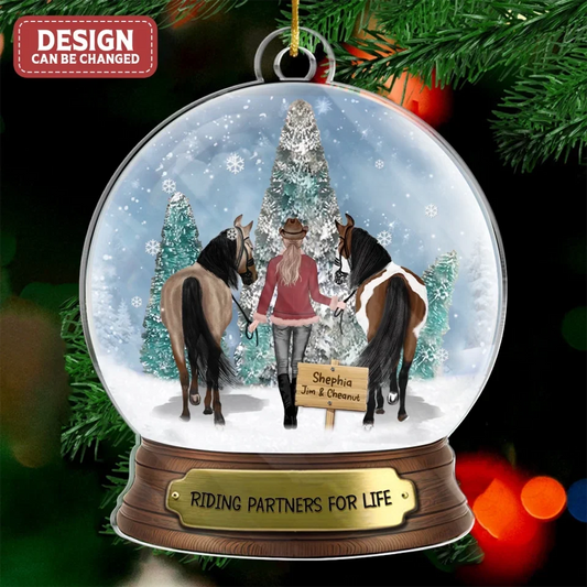 Personalized Horse Acrylic Ornament - Up to 3 Horses - Christmas Gift For Horse Lover - Riding Partners For Life