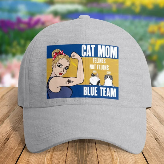 Personalized Cat Mom Baseball Cap - Up to 4 Cats - Gift Idea For Cat Lover - Felines Not Felons