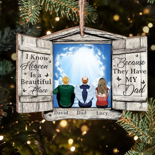 Personalized Memorial Wooden Ornament - Memorial Gift Idea For Christmas - I Know Heaven Is A Beautiful Place