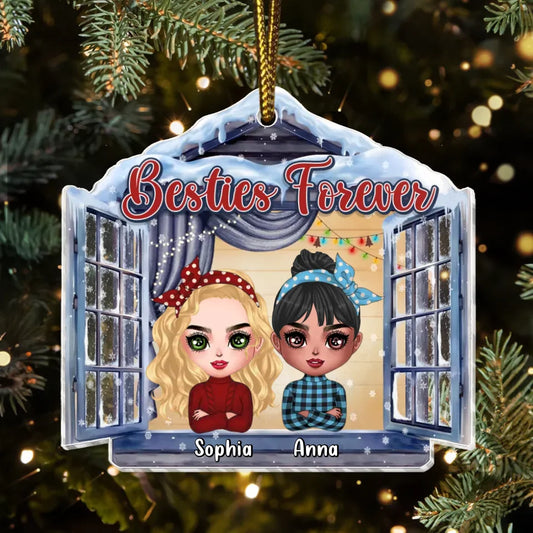 Personalized Friends Acrylic Ornament - Christmas Gift Idea For Siblings Friends/Besties/Sisters - Up to 5 People - Besties Forever