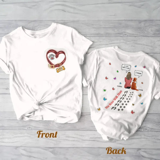 Personalized Memorial Dog AOP T-shirt - Up to 3 Dogs - Memorial Gift For Dog Lover - You Never Walk Alone