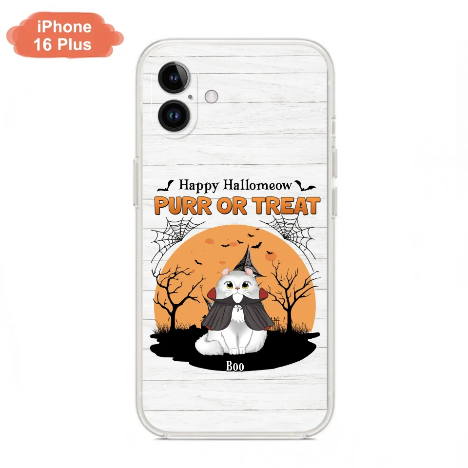 Custom Personalized Meowloween Phone Case - Up to 6 Cats - Halloween Gift Idea for Cat Lovers - Happy Hallomeow - Case for iPhone/Samsung