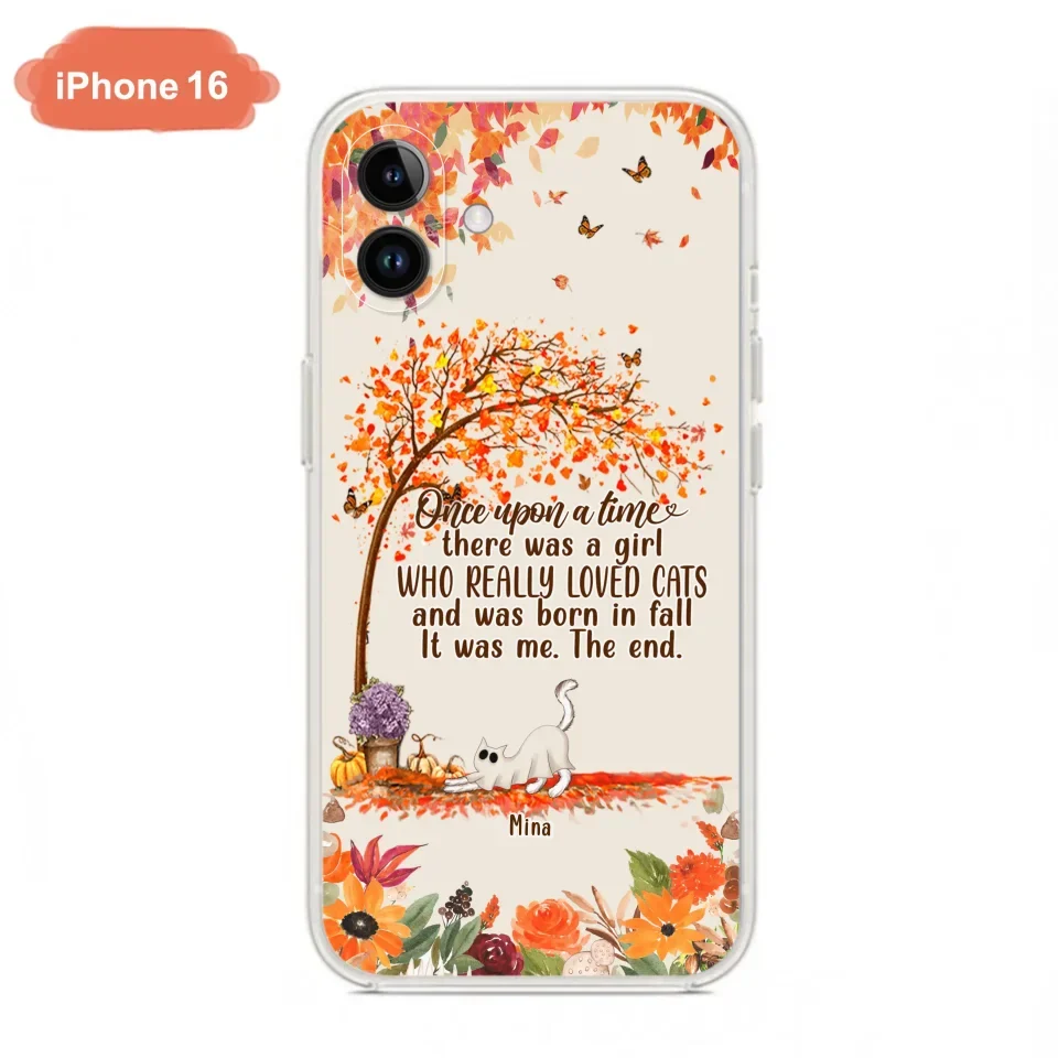 Personalized Cat & Fall Phone Case - Up to 6 Cats - Autumn Gift For Cat Lover - Once Upon A Time - Case For iPhone And Samsung