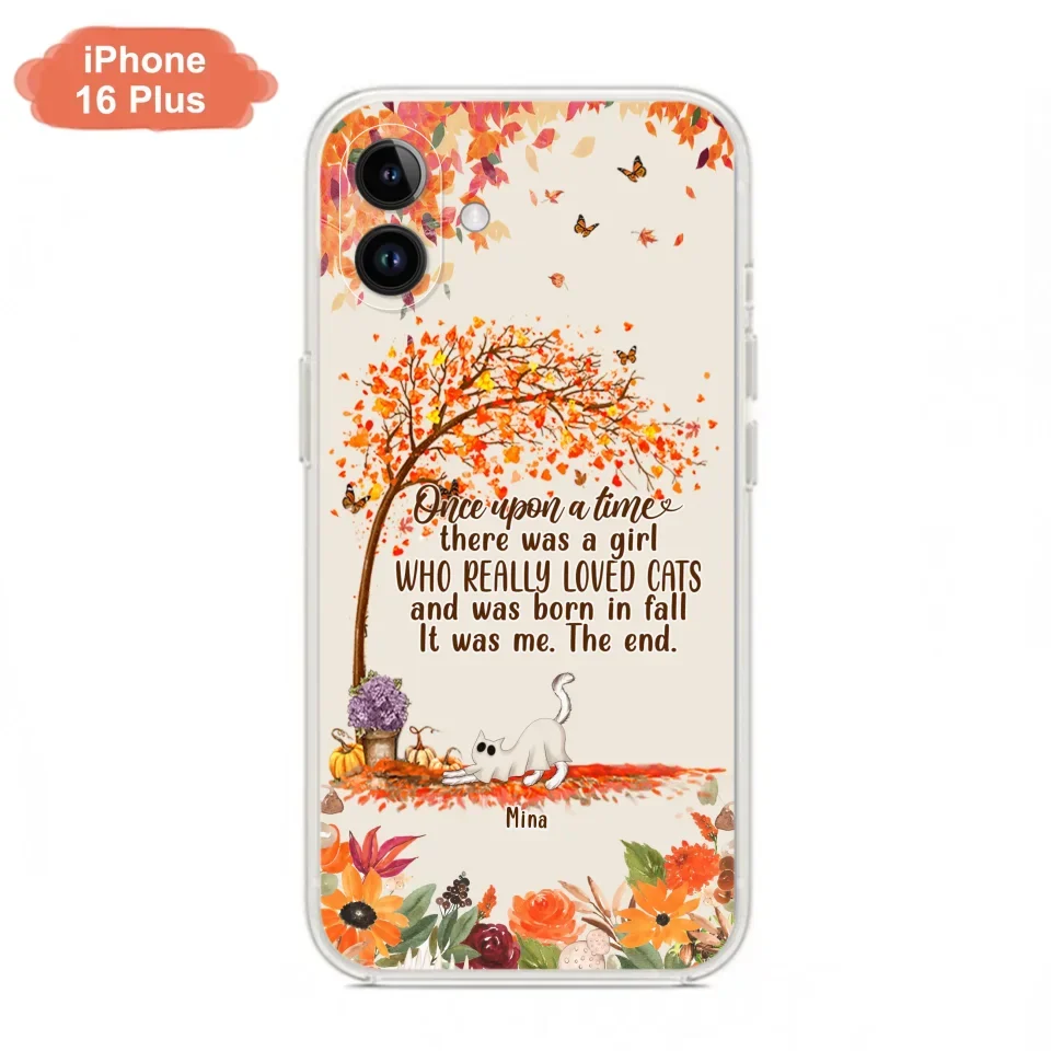 Personalized Cat & Fall Phone Case - Up to 6 Cats - Autumn Gift For Cat Lover - Once Upon A Time - Case For iPhone And Samsung