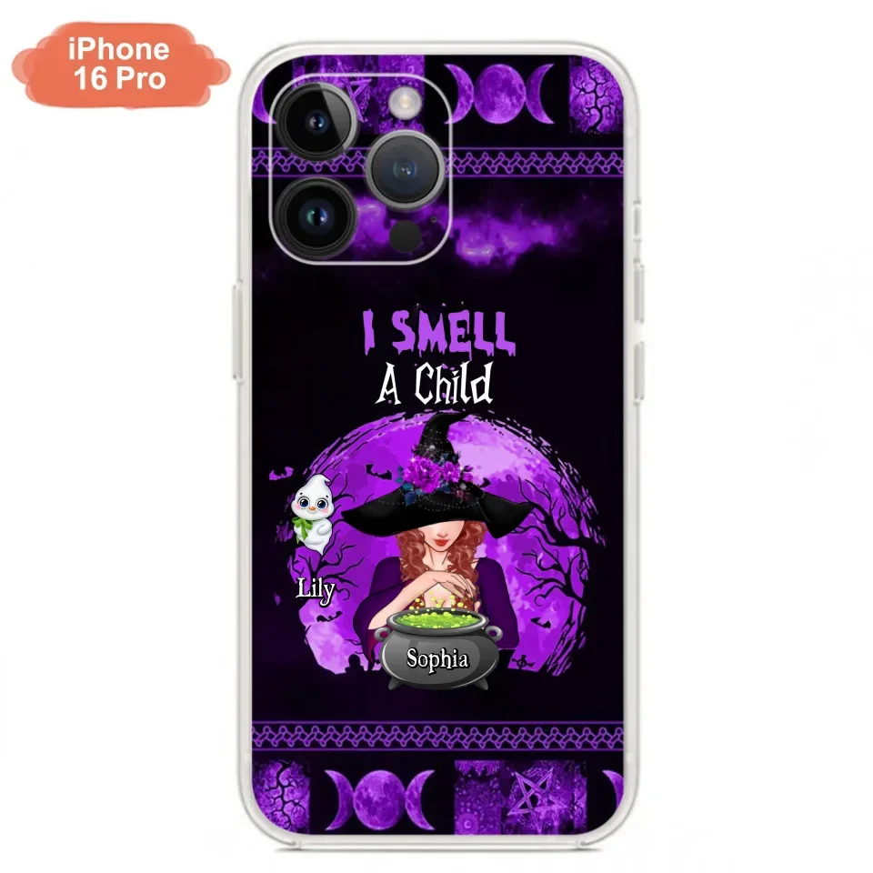 Personalized Witch Phone Case - Up to 10 Children - Halloween Gift Idea for Family - I Smell Children - Case for iPhone/Samsung
