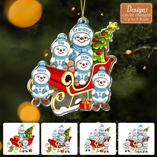 Personalized Grandma Acrylic Ornament - Christmas Gift Idea For Grandma - Up to 8 Grandkids - Grandma's Little Snow Buddies