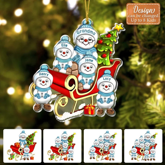 Personalized Grandma Acrylic Ornament - Christmas Gift Idea For Grandma - Up to 8 Grandkids - Grandma's Little Snow Buddies