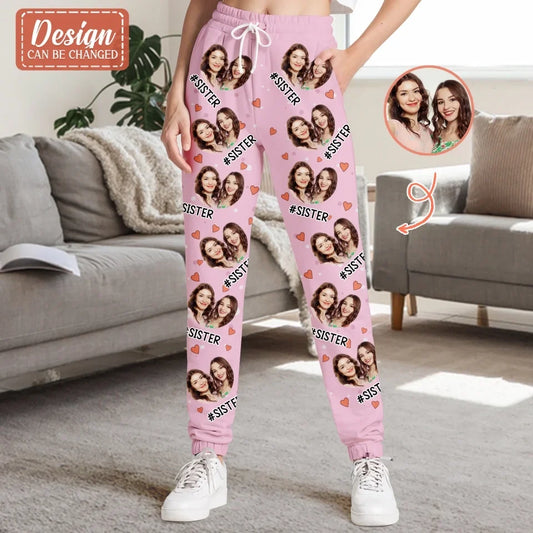 Personalized Sister AOP Unisex Sweatpants - Gift Idea For Sisters - Upload Photo