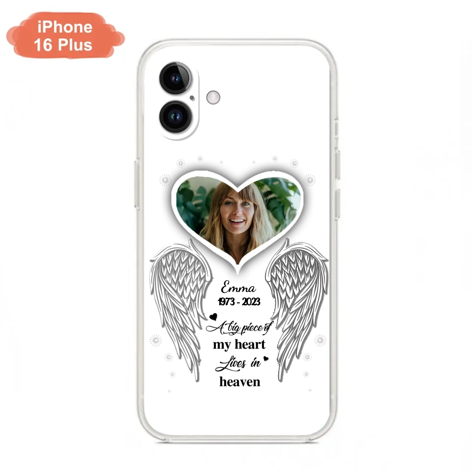 Personalized Memorial Photo Phone Case - Memorial Gift Idea For Family - A Big Piece Of My Heart Lives In Heaven - Case for iPhone/Samsung