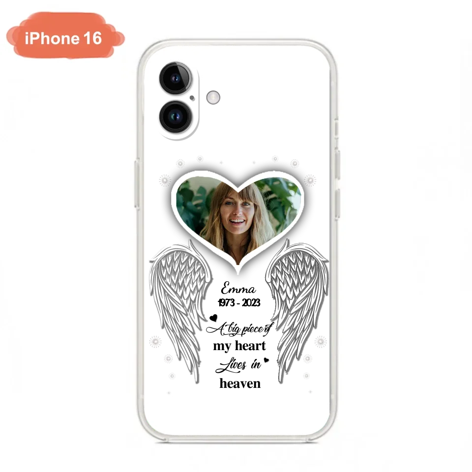 Personalized Memorial Photo Phone Case - Memorial Gift Idea For Family - A Big Piece Of My Heart Lives In Heaven - Case for iPhone/Samsung