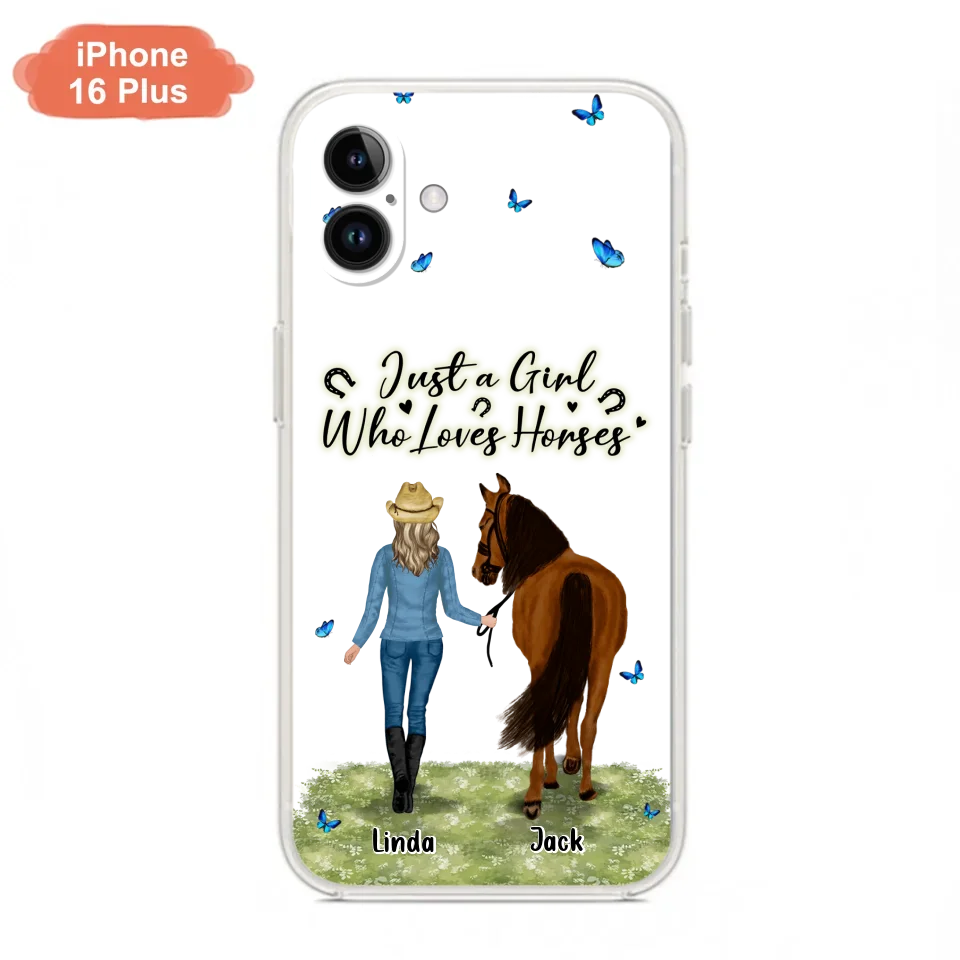 Personalized Horse Girl Phone Case - Up to 6 Horses - Gift Idea for Horse Lovers - Just A Girl Who Loves Horses - Case for iPhone/Samsung