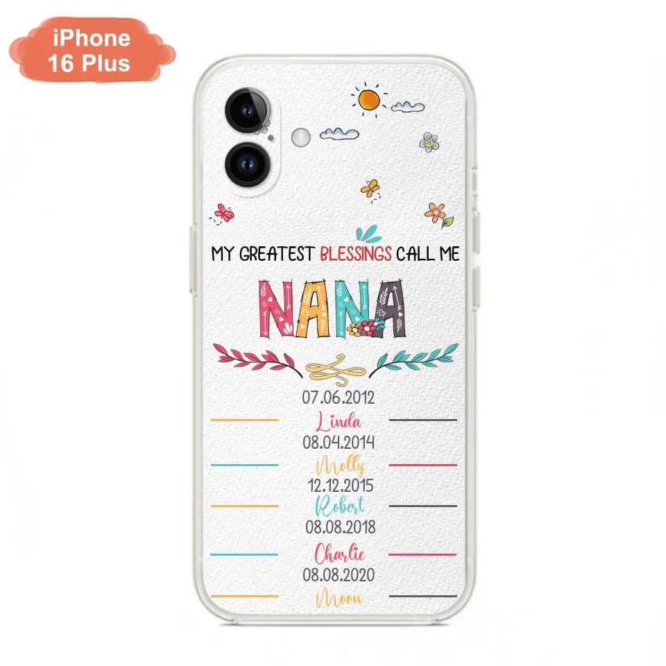 Personalized Grandma Phone Case - Gift Idea For Grandma - Upto 5 Grandkids - My Greatest Blessings Call Me Nana - Case For iPhone/Samsung